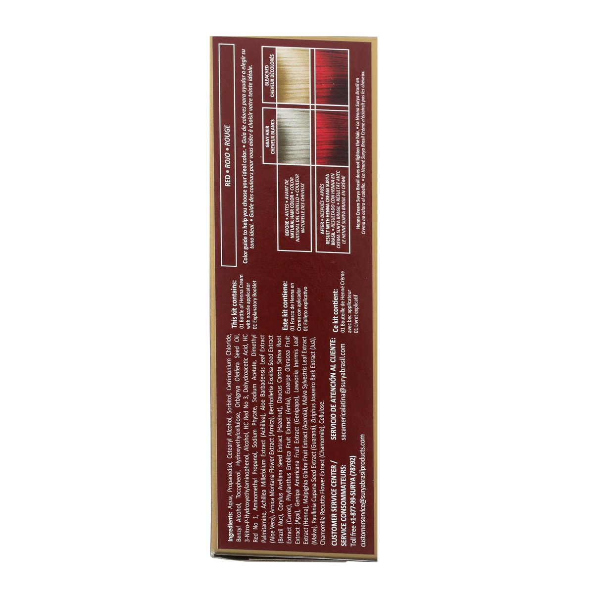Surya Brasil Henna Cream Red - 97% Natural, Vegan, Cruelty-Free Semi-Permanent Hair Color for Deep Hydration & Shine (2.37 oz) Avelisse