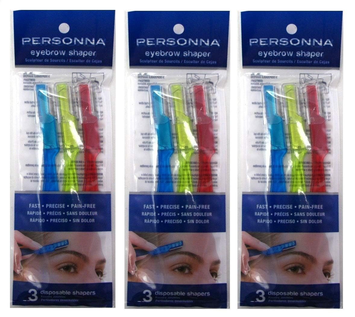 Personna Eyebrow Shaper for Men and Women - 3 Count (Pack of 3) - Precision Disposable Razors for Eyebrow Grooming Avelisse