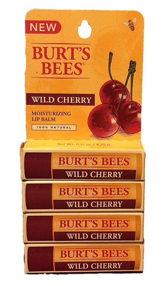 Burt's Bees Wild Cherry Moisturizing Lip Balm, 4-Pack (0.15 oz Each)