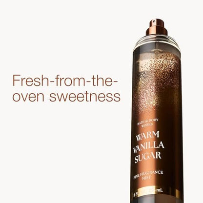 Bath & Body Works Warm Vanilla Sugar Fine Fragrance Mist for Women, Long-Lasting Body Spray with Sparkling Sugar & Sweet Vanilla Scent, 8 fl oz