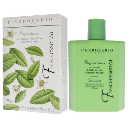 L'Erbolario Frescaessenza Energizing Shower Gel – Toning Body Wash with Plant Extracts and Vitamin E, Woody Citrus Scent, 8.4 oz