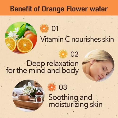 Pharmark Orange Flower Blossom Water - Natural Alcohol-Free Facial Toner & Hydrating Neroli Mist for Sensitive Skin - Soothing Botanical Astringent (8oz, Pack of 3) Avelisse