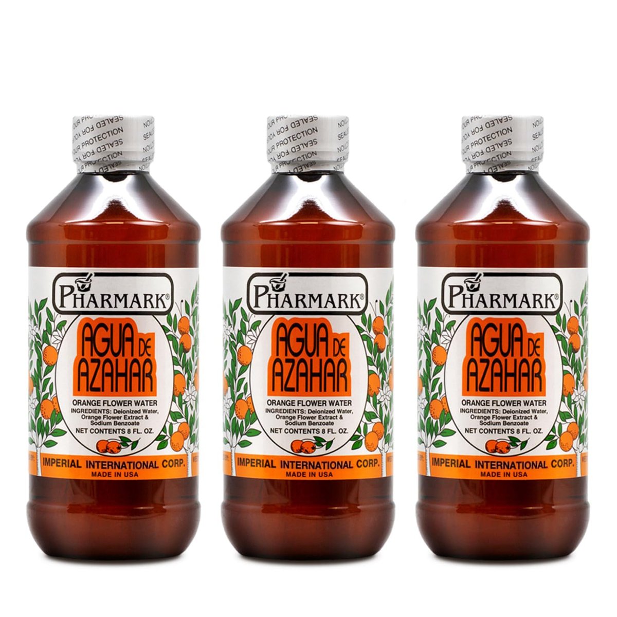 Pharmark Orange Flower Blossom Water - Natural Alcohol-Free Facial Toner & Hydrating Neroli Mist for Sensitive Skin - Soothing Botanical Astringent (8oz, Pack of 3) Avelisse