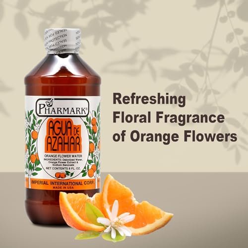 Pharmark Orange Flower Blossom Water - Natural Alcohol-Free Facial Toner & Hydrating Neroli Mist for Sensitive Skin - Soothing Botanical Astringent (8oz, Pack of 3) Avelisse
