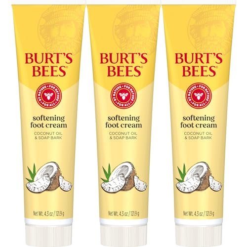 Burt's Bees Softening Foot Cream with Coconut Oil and Soap Bark, 4.3 oz (Pack of 3) – Natural Moisturizer for Dry, Cracked Feet Avelisse
