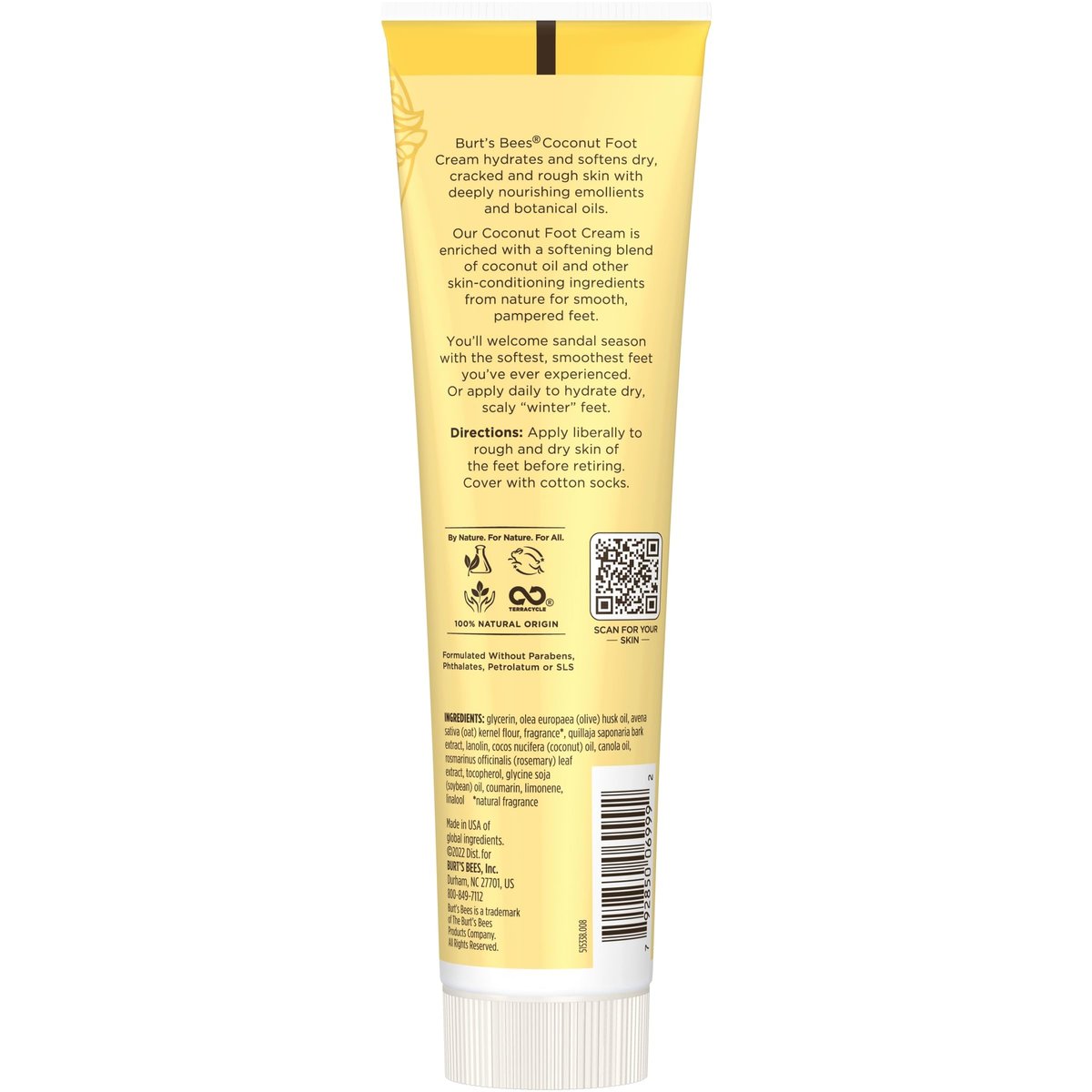 Burt's Bees Softening Foot Cream with Coconut Oil and Soap Bark, 4.3 oz (Pack of 3) – Natural Moisturizer for Dry, Cracked Feet Avelisse