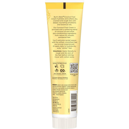 Burt's Bees Softening Foot Cream with Coconut Oil and Soap Bark, 4.3 oz (Pack of 3) – Natural Moisturizer for Dry, Cracked Feet Avelisse