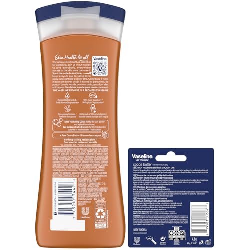 Vaseline Intensive Care Cocoa Radiant Hand & Body Moisturizer + Lip Therapy with Cocoa Butter for Healing Dry Skin & Lips - görsel 3