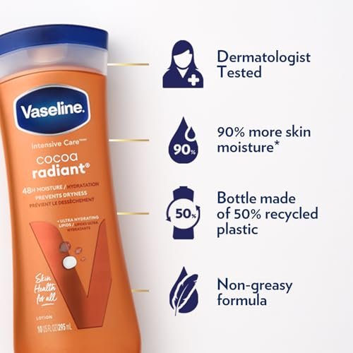 Vaseline Intensive Care Cocoa Radiant Hand & Body Moisturizer + Lip Therapy with Cocoa Butter for Healing Dry Skin & Lips - görsel 5