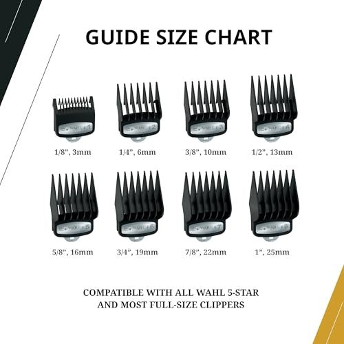 Wahl Professional #1-#8 Premium Cutting Guides with Durable Metal Clips and Organizer Avelisse