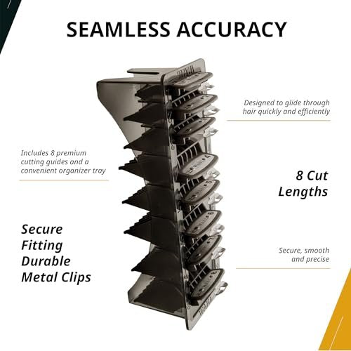 Wahl Professional #1-#8 Premium Cutting Guides with Durable Metal Clips and Organizer Avelisse
