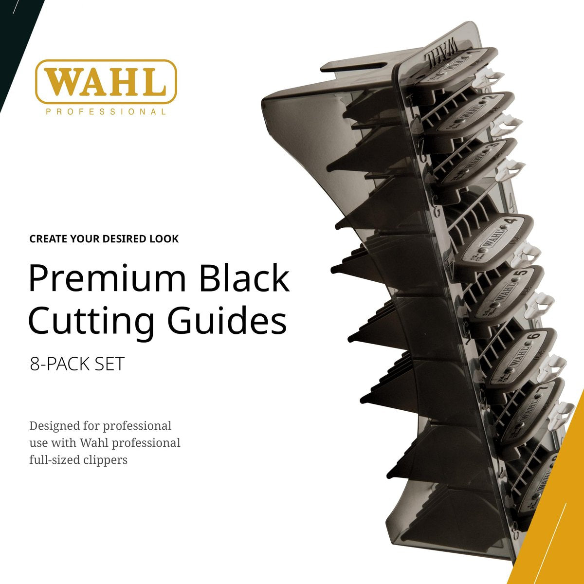 Wahl Professional #1-#8 Premium Cutting Guides with Durable Metal Clips and Organizer Avelisse