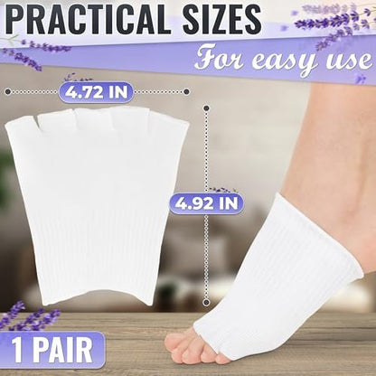 NADOBA Gel Toe Separators for Women – Soft Cotton Compression Socks for Relaxation, Pedicure & Moisturizing, Fits US Sizes 6-10, White, 1 Pair