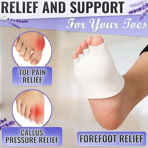 NADOBA Gel Toe Separators for Women – Soft Cotton Compression Socks for Relaxation, Pedicure & Moisturizing, Fits US Sizes 6-10, White, 1 Pair - görsel 9