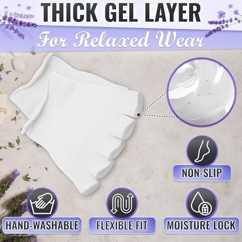 NADOBA Gel Toe Separators for Women – Soft Cotton Compression Socks for Relaxation, Pedicure & Moisturizing, Fits US Sizes 6-10, White, 1 Pair - görsel 7