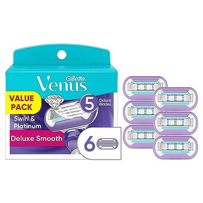Gillette Venus Swirl Women's Razor 6 Count - Smooth, Close Shave with Flexible Head Avelisse
