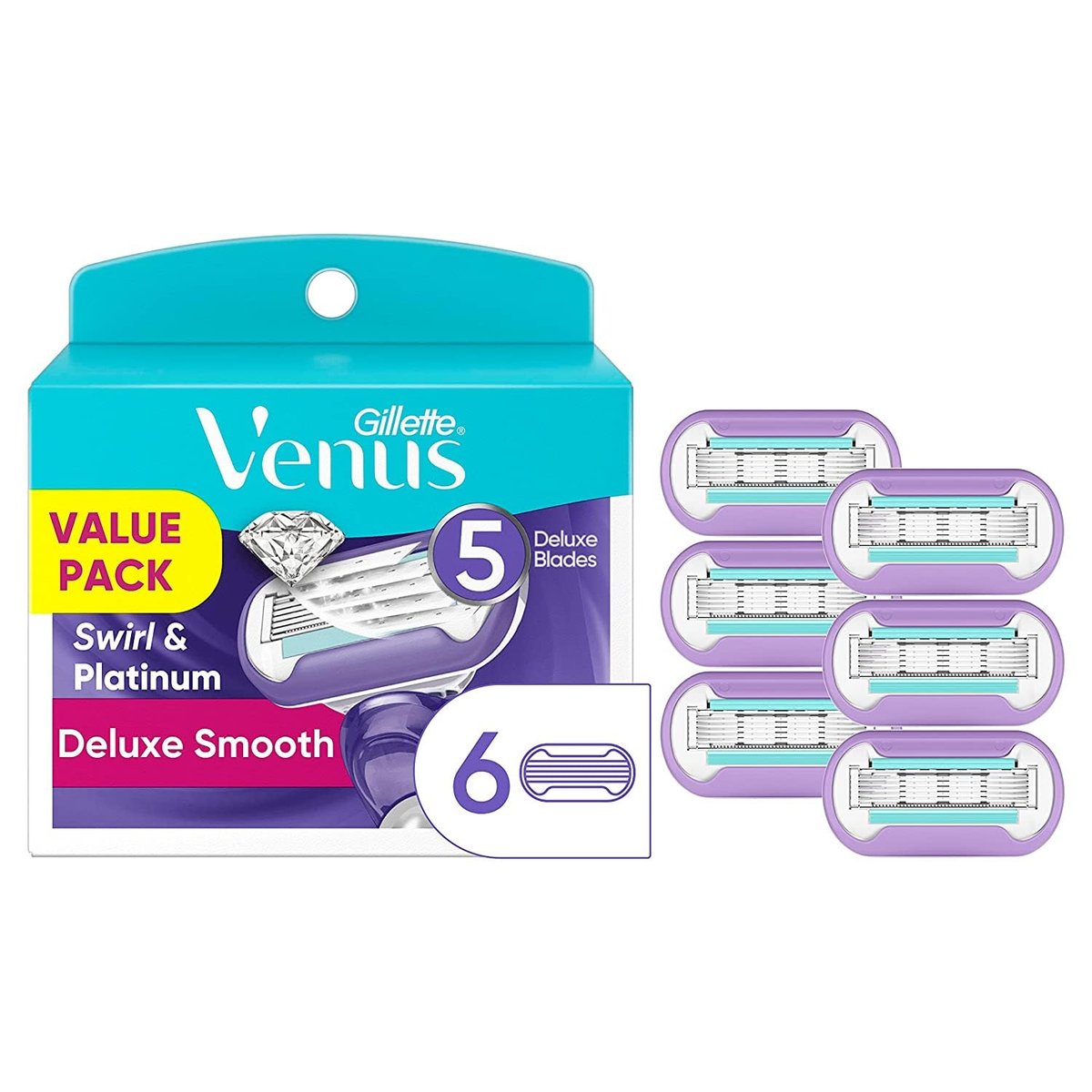 Gillette Venus Swirl Women's Razor 6 Count - Smooth, Close Shave with Flexible Head Avelisse