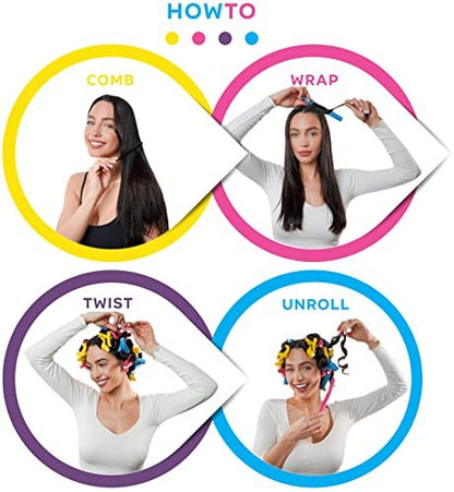 Tifara Beauty Salon Heatless Flexible Hair Rollers Curlers 42-Pack 7" Soft Foam Flexi Twist Curling Rods for Short & Long Hair