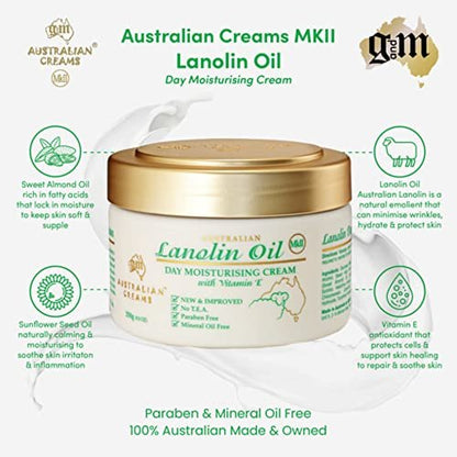 G & M Australian Creams MkII Lanolin Day Moisturizer 250g - Intense Hydration for Dry Skin