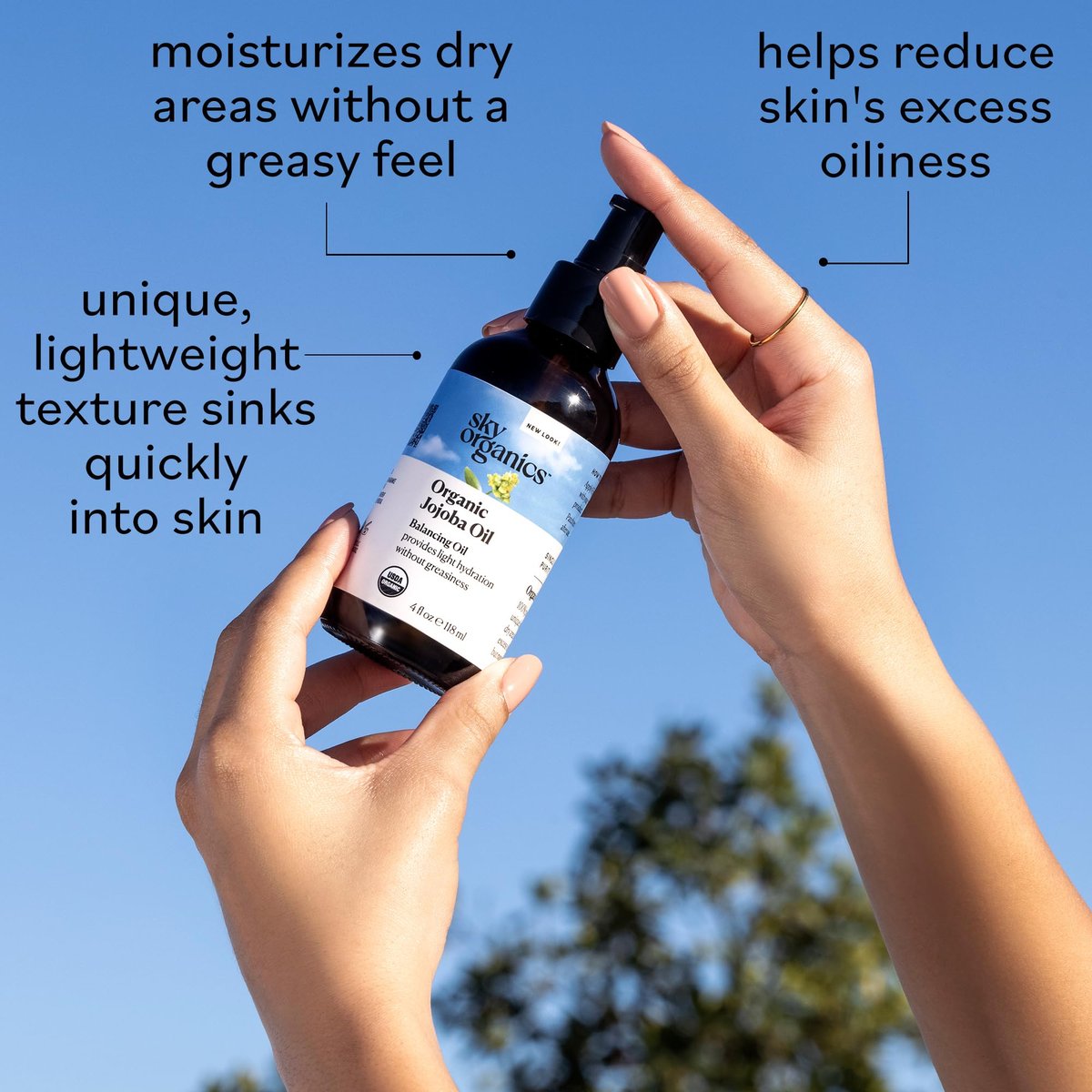 Sky Organics Organic Jojoba Oil, 100% Pure - Moisturizing for Face, Hair, Skin & Nails - Natural Cold Pressed Hexane Free - Base Carrier Oil, 4 Fl Oz Avelisse