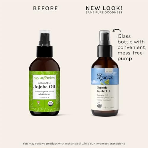 Sky Organics Organic Jojoba Oil, 100% Pure - Moisturizing for Face, Hair, Skin & Nails - Natural Cold Pressed Hexane Free - Base Carrier Oil, 4 Fl Oz Avelisse