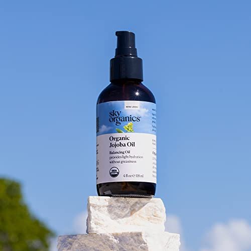 Sky Organics Organic Jojoba Oil, 100% Pure - Moisturizing for Face, Hair, Skin & Nails - Natural Cold Pressed Hexane Free - Base Carrier Oil, 4 Fl Oz Avelisse