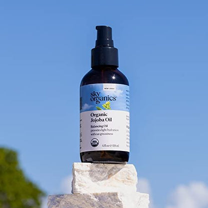 Sky Organics Organic Jojoba Oil, 100% Pure - Moisturizing for Face, Hair, Skin & Nails - Natural Cold Pressed Hexane Free - Base Carrier Oil, 4 Fl Oz Avelisse