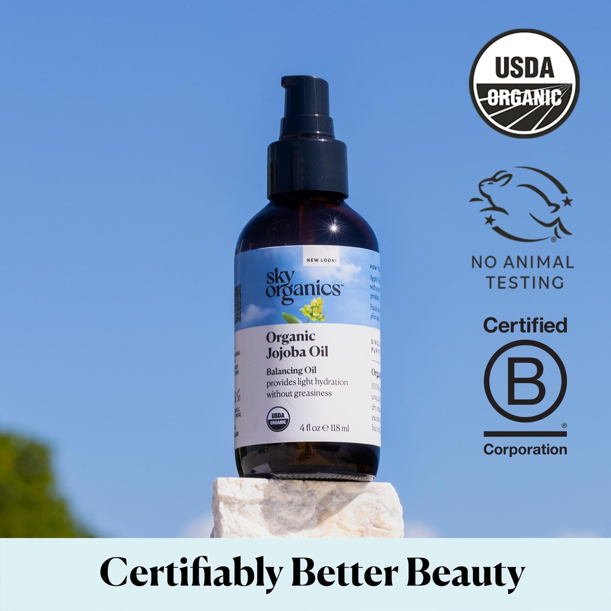Sky Organics Organic Jojoba Oil, 100% Pure - Moisturizing for Face, Hair, Skin & Nails - Natural Cold Pressed Hexane Free - Base Carrier Oil, 4 Fl Oz Avelisse
