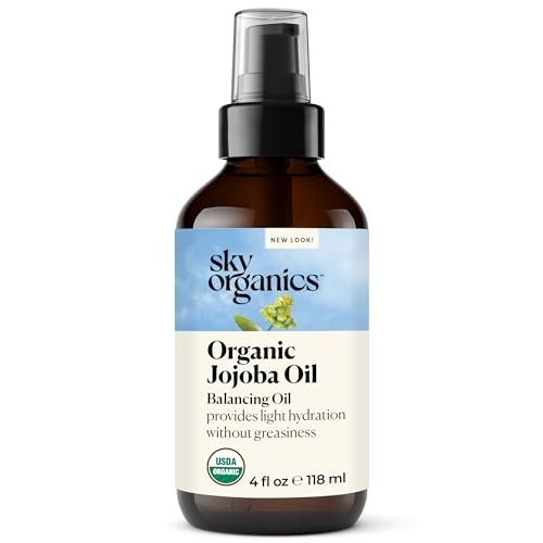 Sky Organics Organic Jojoba Oil, 100% Pure - Moisturizing for Face, Hair, Skin & Nails - Natural Cold Pressed Hexane Free - Base Carrier Oil, 4 Fl Oz Avelisse