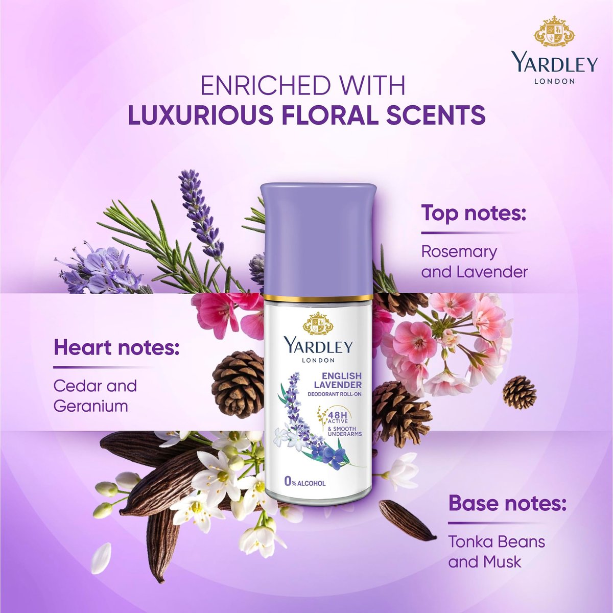 Yardley London English Lavender Deodorant Roll-On - 1.7 oz Aluminum-Free Deodorant for Men & Women - görsel 12