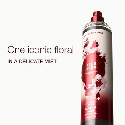 Bath & Body Works Japanese Cherry Blossom Fine Fragrance Mist 8 oz - 2 Pack, Long-Lasting Floral Body Spray for Women