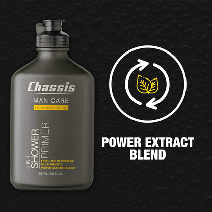 Chassis 5-in-1 Shower Primer: Men's Anti-Chafing Gel & Deep-Cleansing Bodywash, 9.5 Fl Oz Avelisse