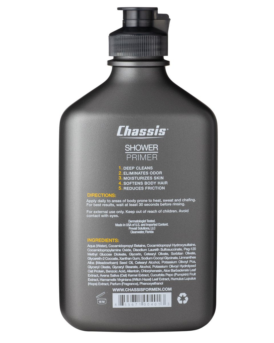 Chassis 5-in-1 Shower Primer: Men's Anti-Chafing Gel & Deep-Cleansing Bodywash, 9.5 Fl Oz Avelisse
