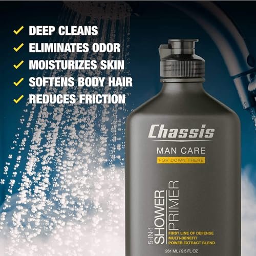 Chassis 5-in-1 Shower Primer: Men's Anti-Chafing Gel & Deep-Cleansing Bodywash, 9.5 Fl Oz Avelisse