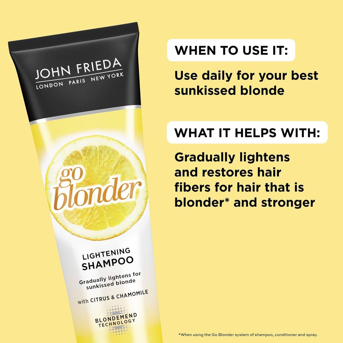 John Frieda Sheer Blonde Go Blonder Gradual Lightening Shampoo - 8.3 oz with Citrus & Chamomile, BlondMend Technology Avelisse