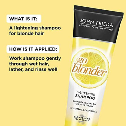 John Frieda Sheer Blonde Go Blonder Gradual Lightening Shampoo - 8.3 oz with Citrus & Chamomile, BlondMend Technology Avelisse