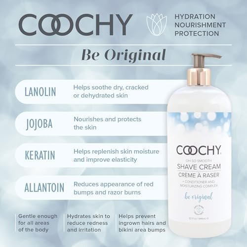 Coochy Intimate Shaving Cream – Be Original, 32 oz – Shave Conditioner & Moisturizer for Sensitive Skin, Anti-Bump Avelisse