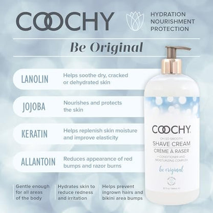 Coochy Intimate Shaving Cream – Be Original, 32 oz – Shave Conditioner & Moisturizer for Sensitive Skin, Anti-Bump Avelisse