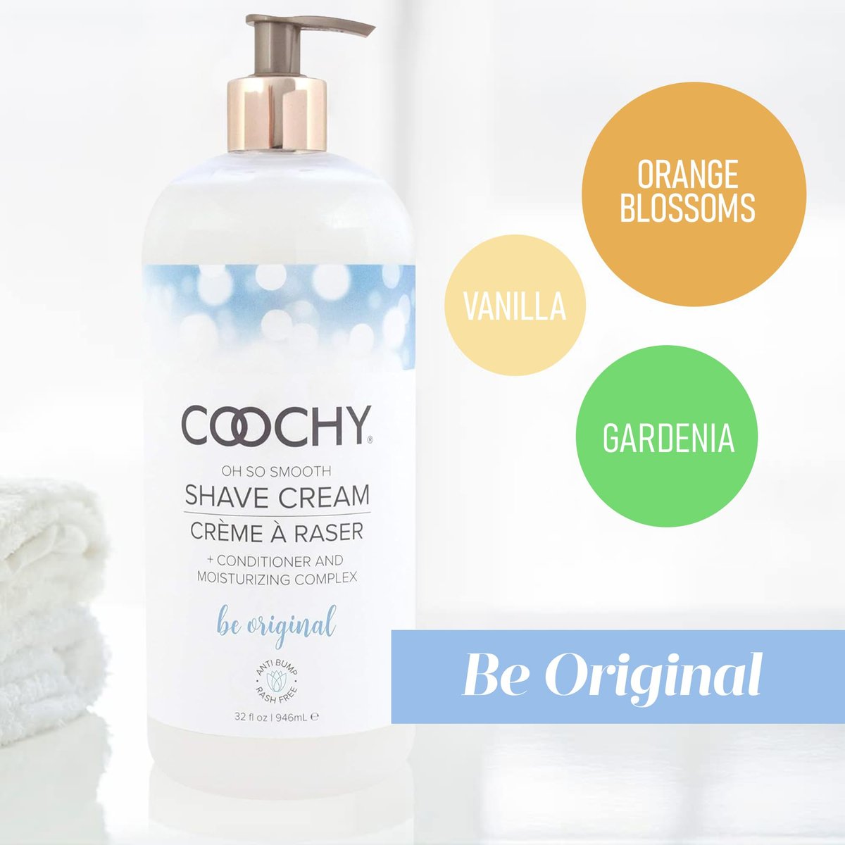Coochy Intimate Shaving Cream – Be Original, 32 oz – Shave Conditioner & Moisturizer for Sensitive Skin, Anti-Bump Avelisse