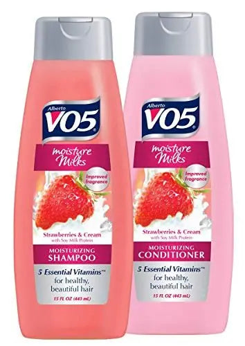 Alberto V05 Moisture Milks Strawberries & Cream Moisturizing Shampoo & Conditioner Set (12.5 fl oz each) Avelisse