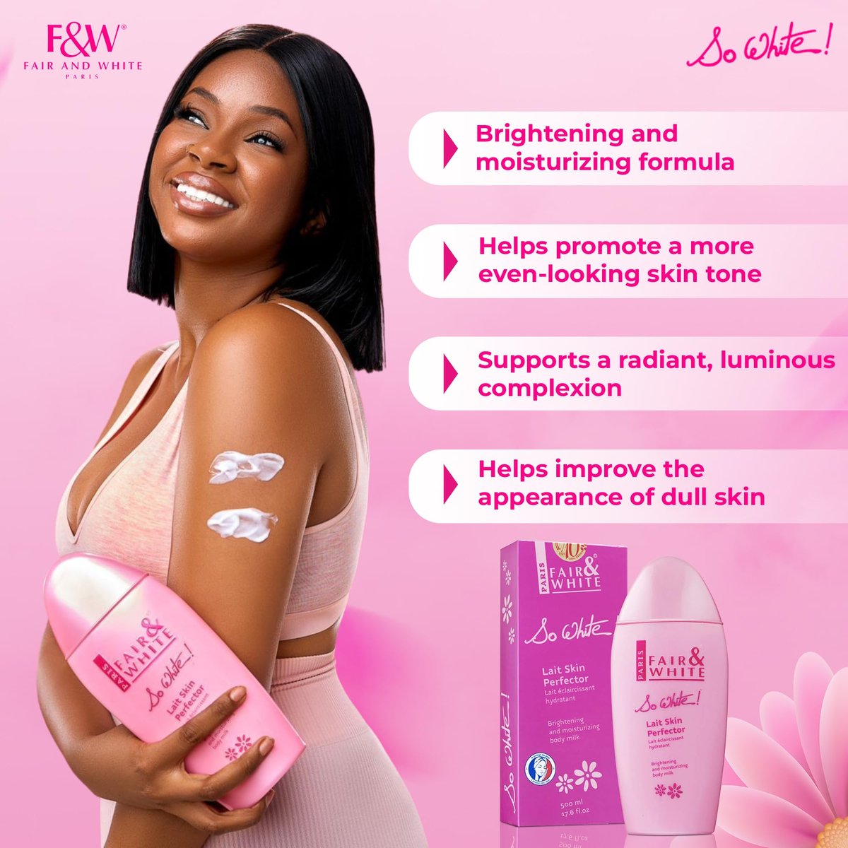 FAIR & WHITE So White Skin Brightening Lotion - 500 ml Daily Moisturizing Body Lotion Avelisse