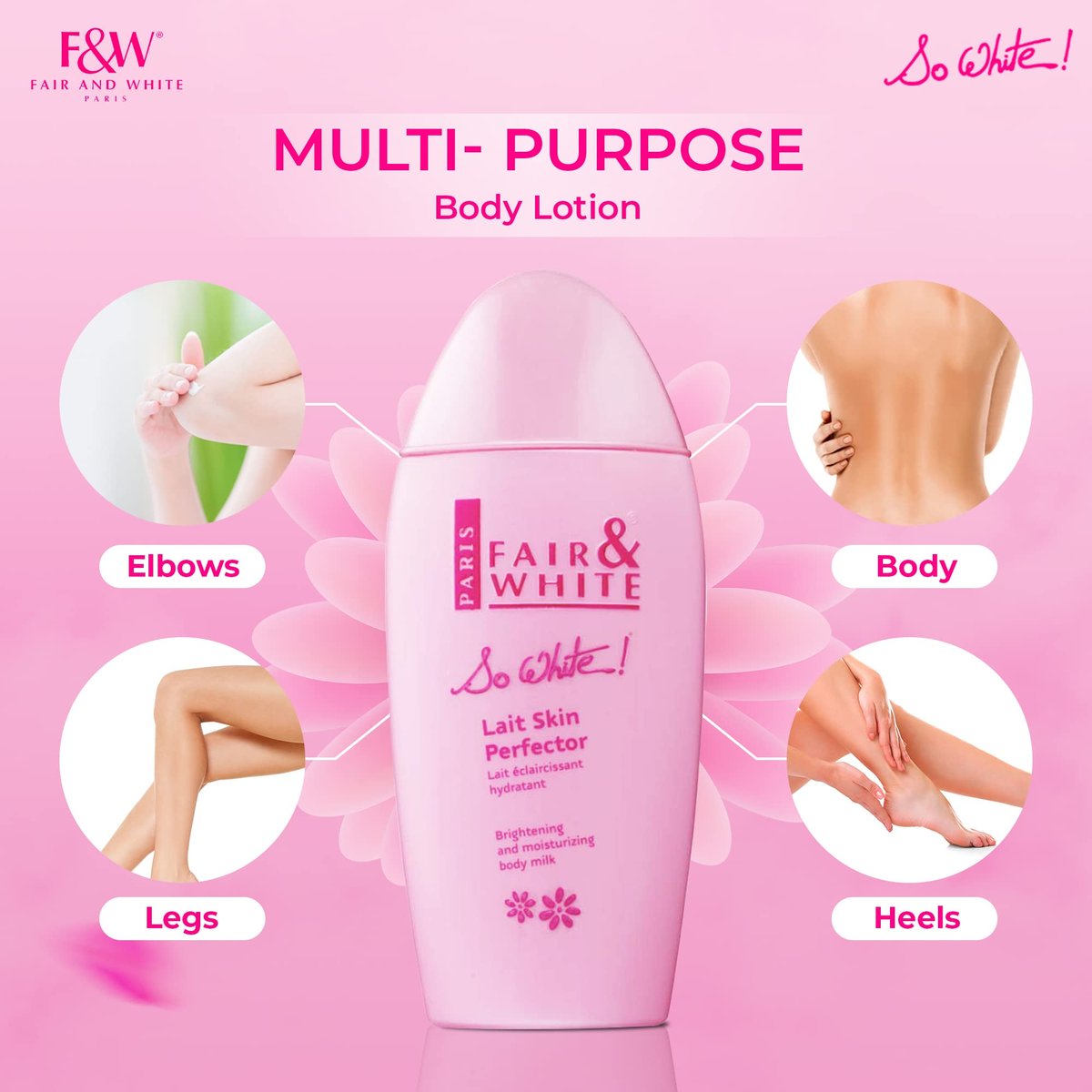 FAIR & WHITE So White Skin Brightening Lotion - 500 ml Daily Moisturizing Body Lotion Avelisse