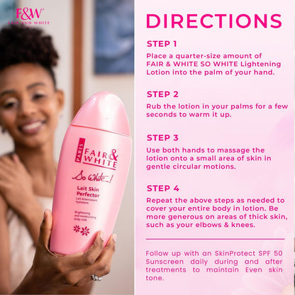 FAIR & WHITE So White Skin Brightening Lotion - 500 ml Daily Moisturizing Body Lotion Avelisse
