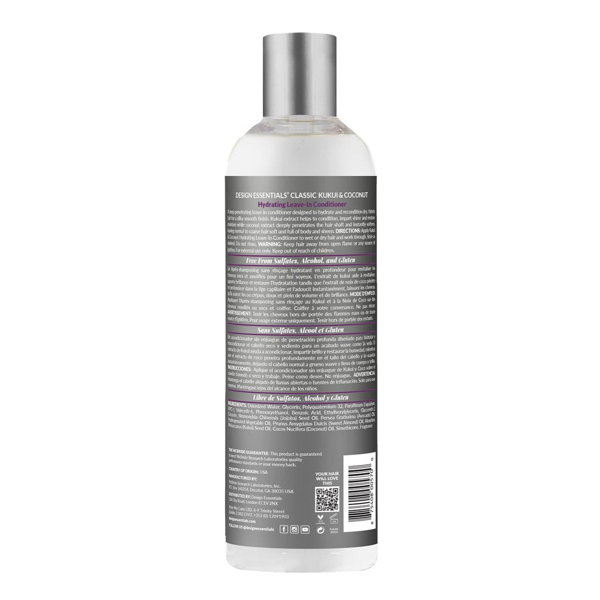 Design Essentials Natural Kukui & Coconut Hydrating Leave-In Conditioner for Relaxed and Natural Hair - 8 oz - görsel 3