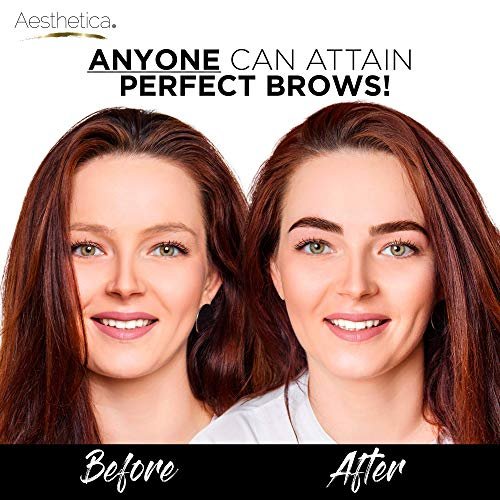 Aesthetica Brow Contour Kit 16-Piece Eyebrow Makeup Palette Set - Complete Eyebrow Stencils, Powders, Wax, Highlighter, and Tools - Unique Gifts for Women Avelisse