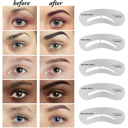 Aesthetica Brow Contour Kit 16-Piece Eyebrow Makeup Palette Set - Complete Eyebrow Stencils, Powders, Wax, Highlighter, and Tools - Unique Gifts for Women Avelisse