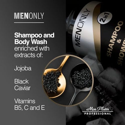 Mon Platin Men’s Daily Shampoo – Black Caviar & Jojoba Extracts – Anti-Dandruff, Volumizing & Refreshing – 400ml