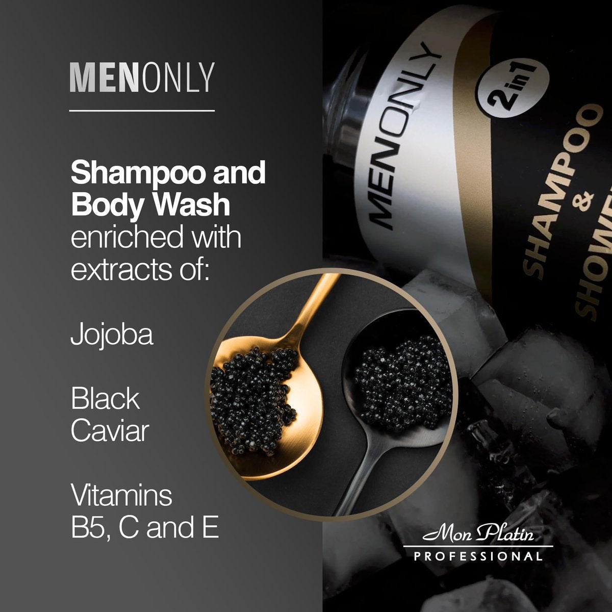 Mon Platin Men’s Daily Shampoo – Black Caviar & Jojoba Extracts – Anti-Dandruff, Volumizing & Refreshing – 400ml - görsel 9