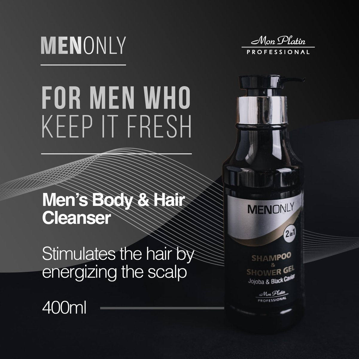 Mon Platin Men’s Daily Shampoo – Black Caviar & Jojoba Extracts – Anti-Dandruff, Volumizing & Refreshing – 400ml - görsel 5