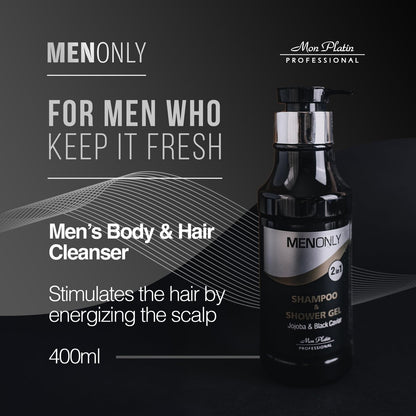 Mon Platin Men’s Daily Shampoo – Black Caviar & Jojoba Extracts – Anti-Dandruff, Volumizing & Refreshing – 400ml